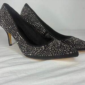 Yellow Box Wynter Black Studded Heels  Fabric Upper  Women’s Size 7.5 GUC